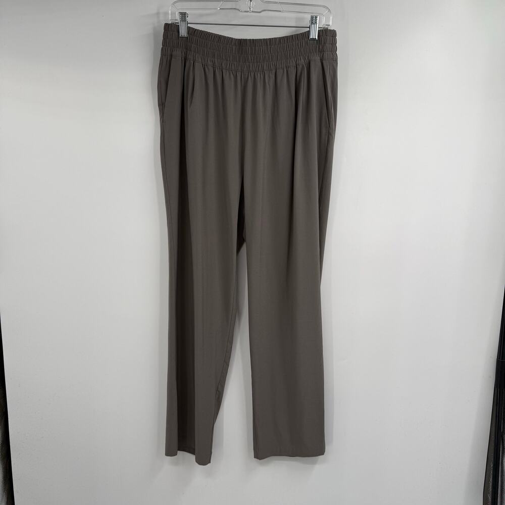 Vuori Villa Wide Leg Pants Women Large Brownish Gray Pull On High Waisted Pocket